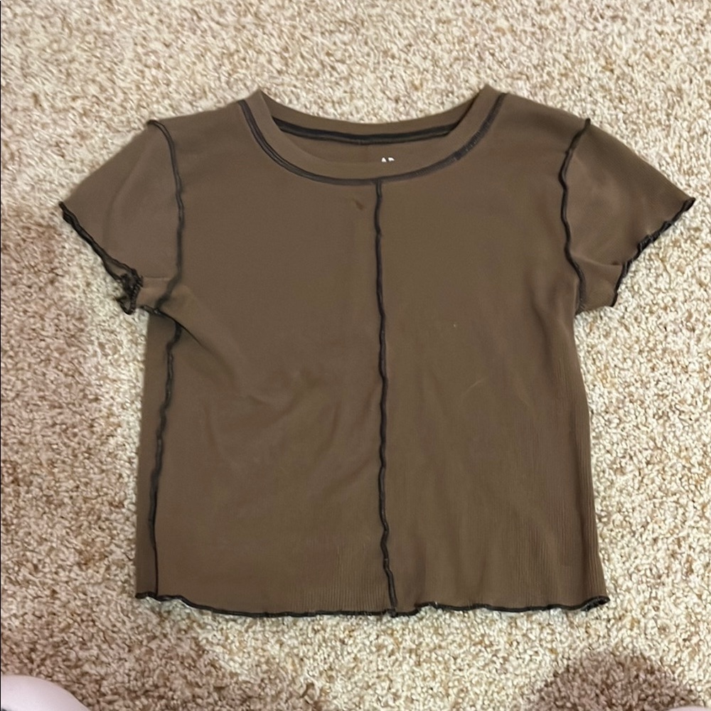 Brown Flutter Sleeve Crop Top